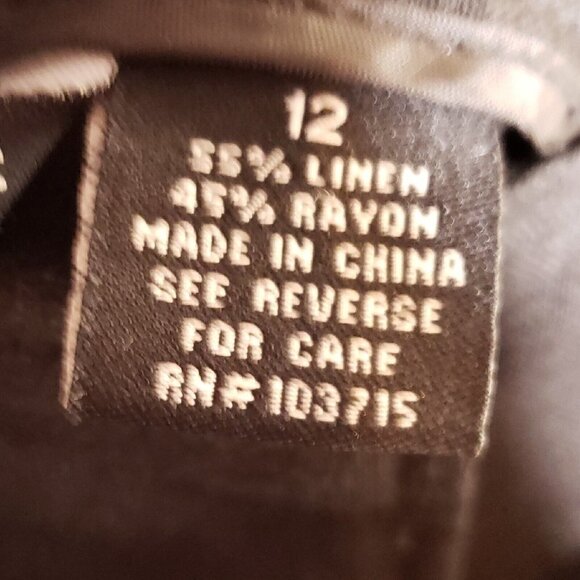 Larry Levine Womens Black Linen Blend Wide Leg Capri Pants 12 - Picture 9 of 10